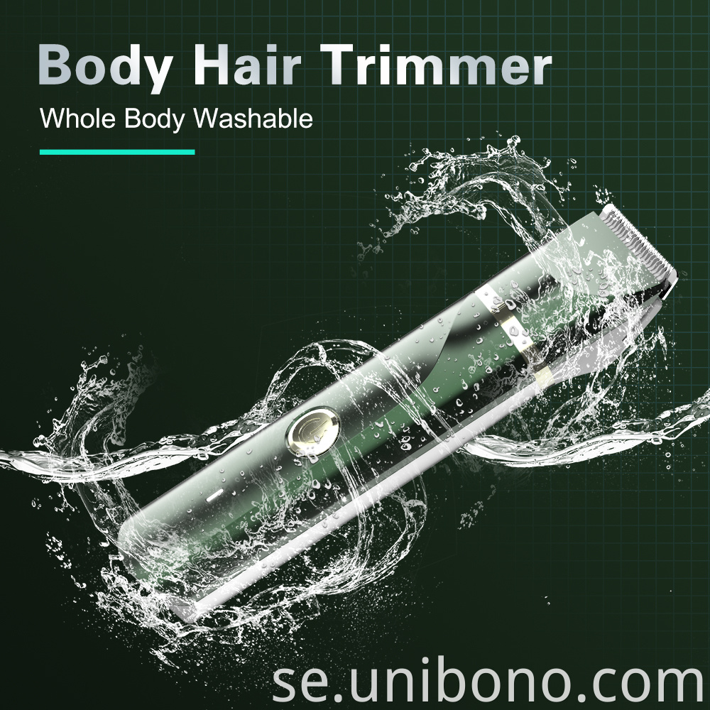 Pop trend deep green smooth safe groin hair cutter machine for men trimmer with USB and combs